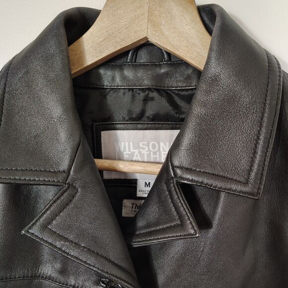 Vtg Maxima Wilson's Womens Black Leather Jacket Medium Button Up Soft 90s Y2K - Picture 5 of 16